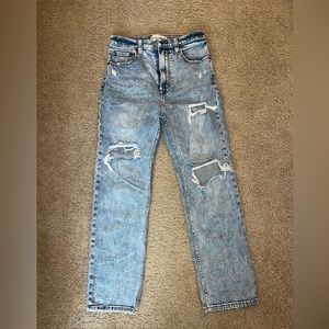 A&F The Ankle Straight Ultra High Rise Jeans